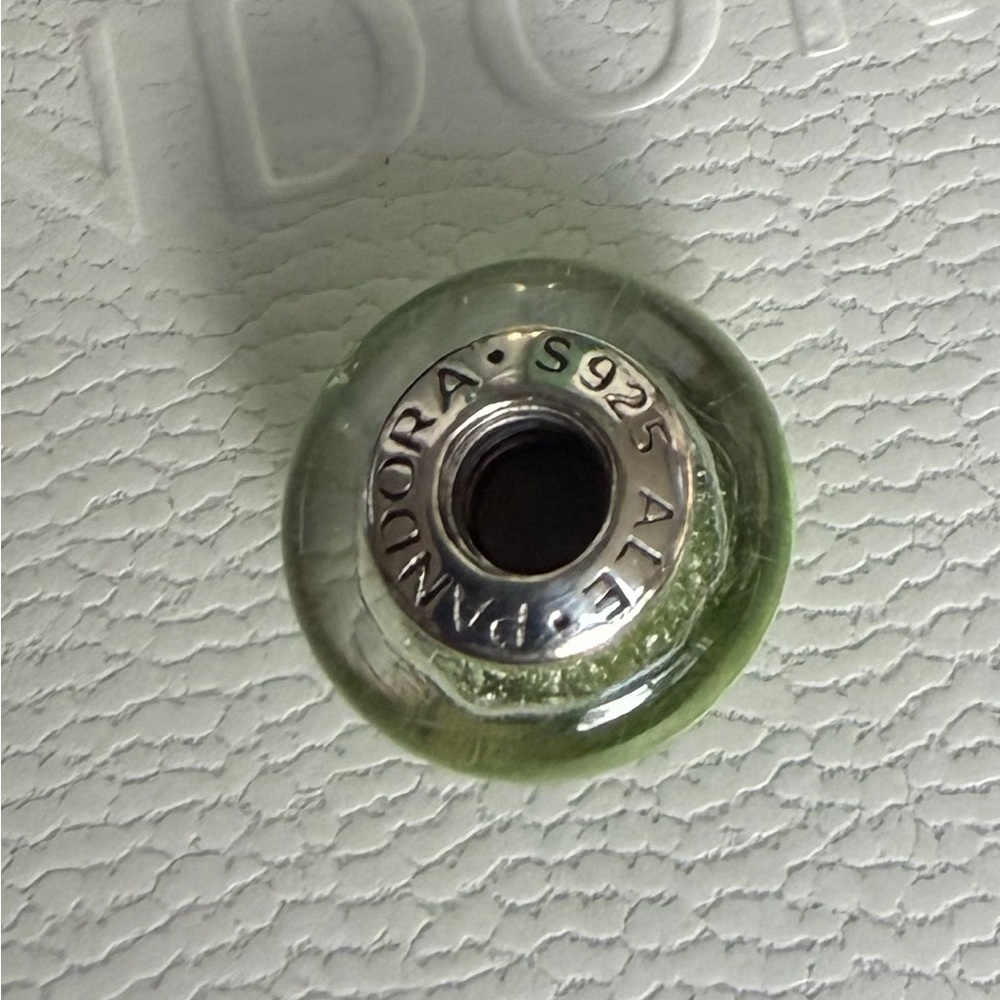 Pandora Disney Silver and Green Murano Glass Charm - Picture 2 of 4